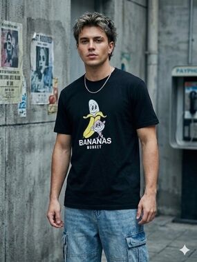 Bananas Monkey NWT Black Graphic Streetwear Tee Size M